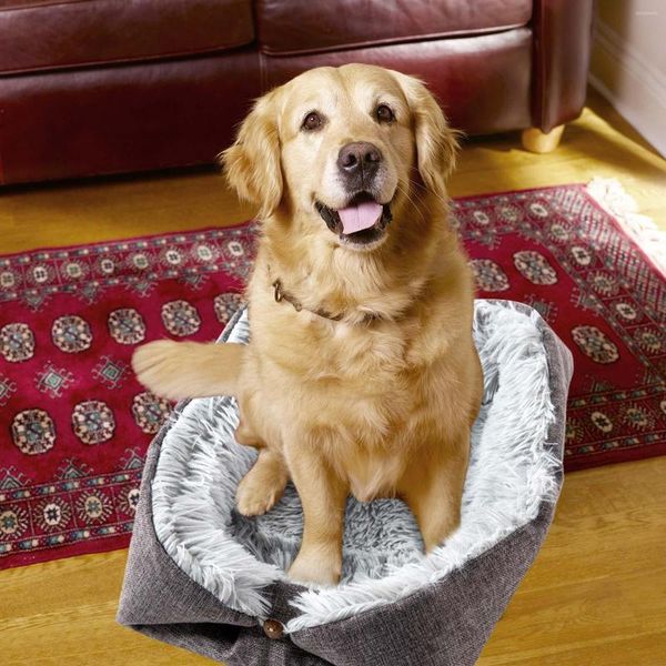 Almohada Padres Lavable Cajón para perros Colchón Calmante Camas mullidas contra la ansiedad Estera H de lujo con asiento Z inferior deslizante