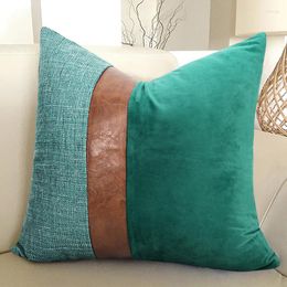 Pillow Patchwork Velvet Cover met PU Striped Case Moderne Luxe Decoratieve kussens Covers voor Couch Sofa Home