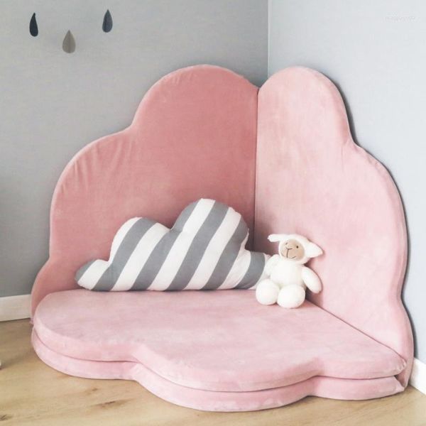 Almohada estera de pétalos para gatear engrosada multifuncional plegable antideslizante estilo nórdico valla de cama Ins bolsa suave juguete de niña