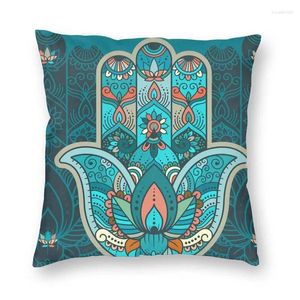 Kussen Petrol Hamsa Hand van Fatima Henna Design Cover Two Side Print Throw Case voor bank Aangepaste kussensloop decoratie