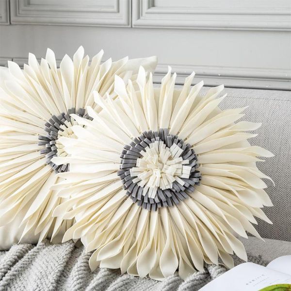 Oreiller taie d'oreiller couverture chrysanthème forme facile Insertion velours caché fermeture éclair jeter étui décor à la maison