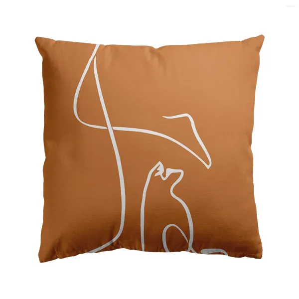 Almohada Funda de almohada Cuadrado de lino decorativo moderno para sofá Fundas de tamaño de plástico 2 Seda