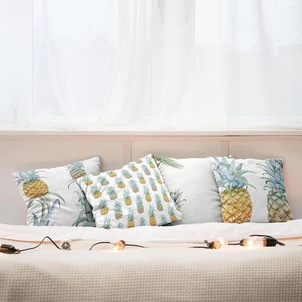 Couvercle de jet d'ananas d'oreiller aquarelle exotique tropical aquarelle moderne imprime numérique à un côté numérique 45x45