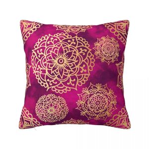 Oreiller motif Mandala rose et or, housse de coussin de canapé, oreiller de lit, 231031