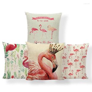 Kussenroze flamingo kast kroon veer blad print letter geometrie decoratie geel blauwe achtergrond slaapkamer bank cover