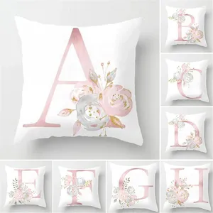 Oreiller lettre rose couverture imprimée ins nordique style soft confortable canapé de mariage