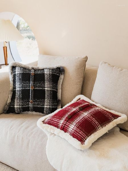 Funda de almohada a cuadros Retro para sofá, sala de estar, 18 almohadas decorativas acogedoras de felpa, decoración moderna para el hogar