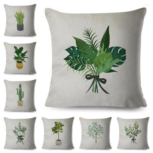 Oreiller plante Cactus feuilles vertes luxe corps jeter housse maison salon oreillers décoratifs pour canapé-lit voiture 45