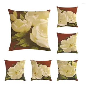 Oreiller de la plante fleur blanc magnolia s boho familial bébé cadeaux de naissance de naissance couvre un petit polyester zy29