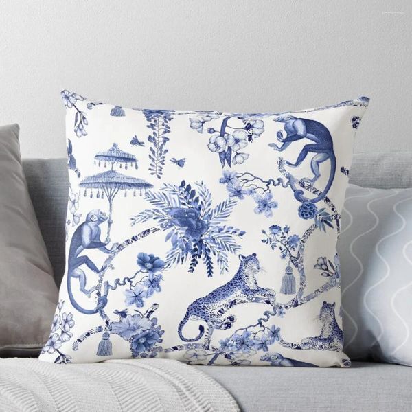 Pillow Playful Menagerie Blue et blanc Chinoiseire Match Throw Cover Set Decorative S pour canapé de luxe