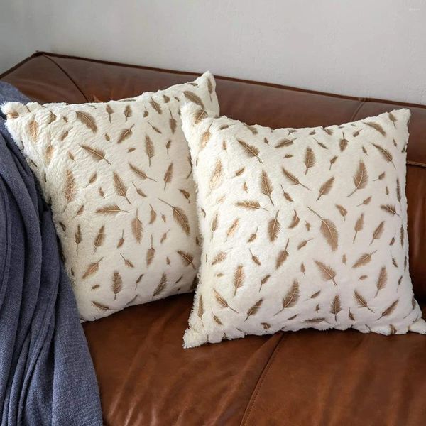 Almohada pluma de cubierta de felpa para la sala de estar del sofá 18 decoración decorativa de la casa del cuo -coussin decoración del hogar nordic