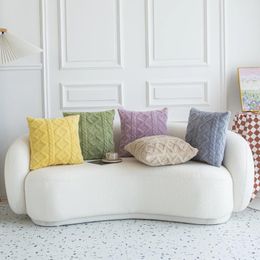 Couvercle en peluche couvercle pur coloride carré pour le canapé bureau de la taille du retour à la maison décoratif 43 43cm