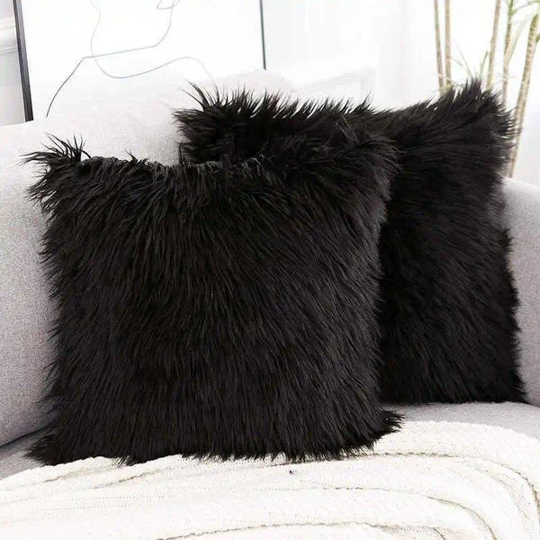 Housse de canapé décorative en peluche, taie d'oreiller 18x18 pouces, noir, blanc, rouge, vert, violet, gris, 45x45cm