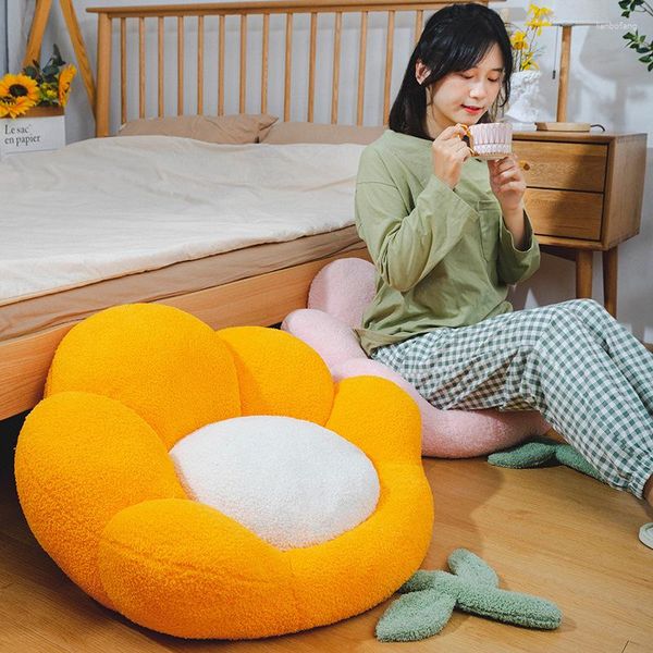 Oreiller en peluche à fleurs, pour chambre à coucher, chaise pratique et portable, siège de voiture, voyage, décoration de maison