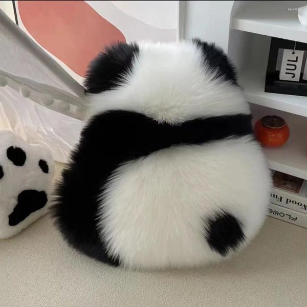 Almohada lana imitación lana almohadilla de lana sofá protección cintura de la cintura lindo panda