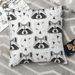 Pillow Polygonal Raccoon Cartoon Animal Polyester Cover For Bedroom Chair Decorative Soft Cojines Decorativos
