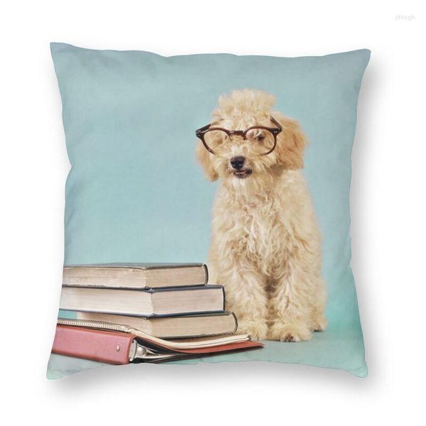 Funda de almohada de color crema de albaricoque de los años 60 para decoración del hogar, estampado para amantes de los perros y mascotas, para sala de estar, doble cara