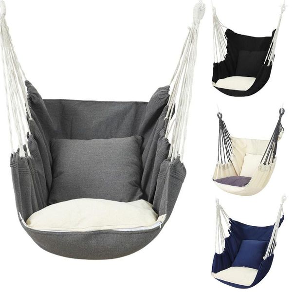 Oreiller Portable hamac chaise de plage corde suspendue confort balançoire siège pour adultes enfants jardin extérieur avec Support Patio