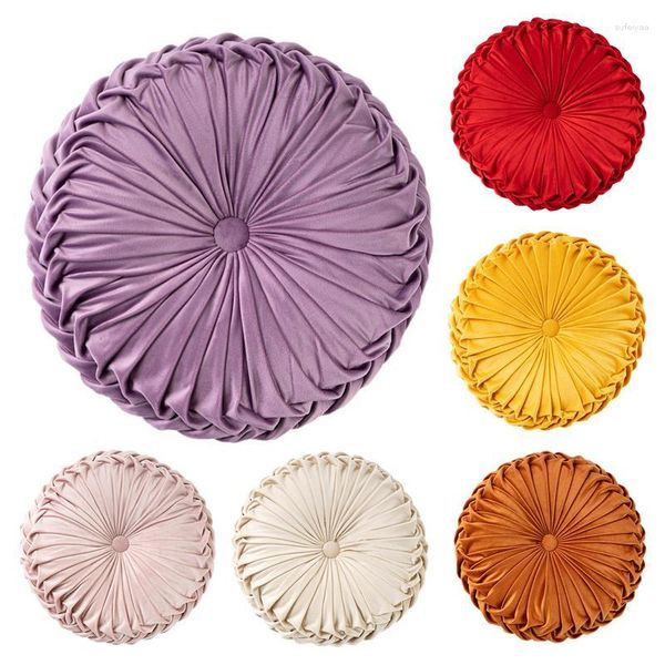 Oreiller Portable rond en forme de fleur, de haute qualité, multifonctionnel, en velours plissé doux, pour canapé et maison