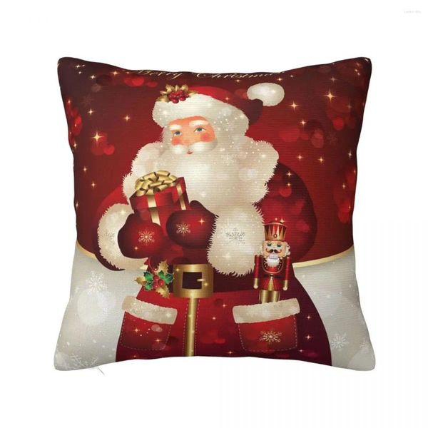 Postal de almohada navidad santa santa base de almohada de poliéster cubierta de decoración de la funda de lanzamiento de la casa 45 45 cm