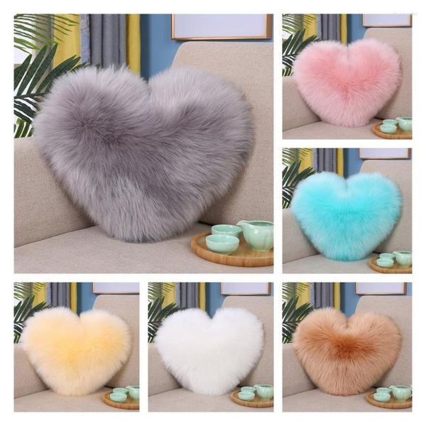 Oreiller pratique PP coton anti-rides en forme de coeur moelleux canapé étui pour chambre d'enfant en peluche