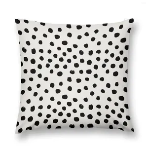 Almohada de pincelada preppy lunares sin polka manchas en blanco y negro diseño de animal de dalmation tirado mínimo