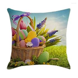Promotion d'oreiller!Happy Pâques d'oeuf d'œuf d'oreiller en lin décoration décoration de salon de salon canapé-marine couvre 45x45cm
