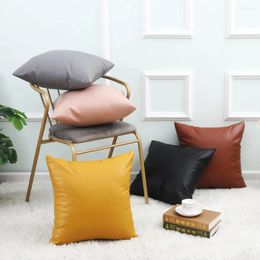 Oreiller PU Cuir Throw Case nordique coque décorative solide luxe moderne pour canapé-lit canapé décoration d'automne à la maison