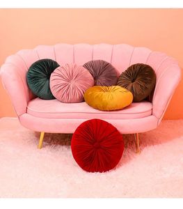Oreiller Pumpkin Sofa plissé Home Chaise ronde pour canapé Velvet Throw Craftsmanshit