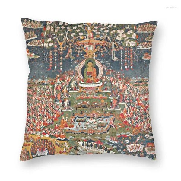 Oreiller pure terre bouddhisme amitabha bouddha décoration case 3d deux côtés de méditation bouddhiste couverture spirituelle pour canapé