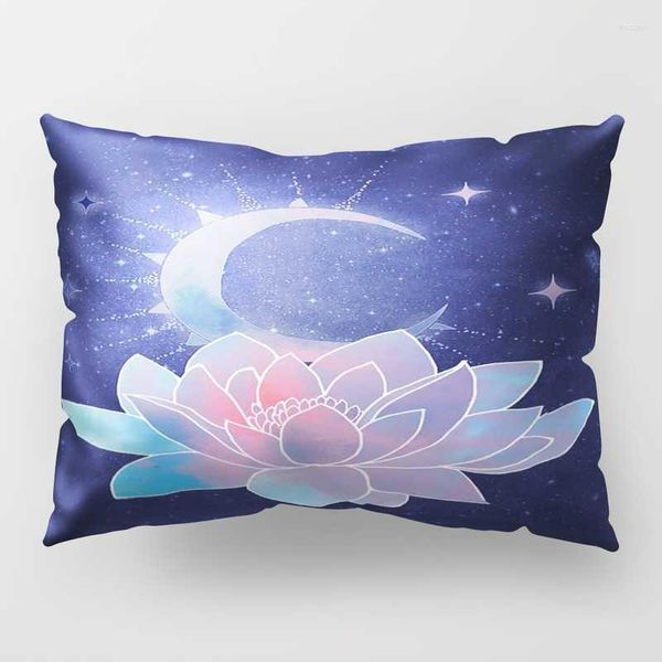 Oreiller violet motif Lotus ton Style imprimé taie d'oreiller rectangulaire voiture canapé housse de coussin décoratif décoration de la maison