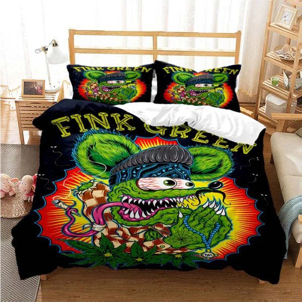 Pillow Rat Fink Cartoon mignon litière simple ensemble couple roi unique pour enfants