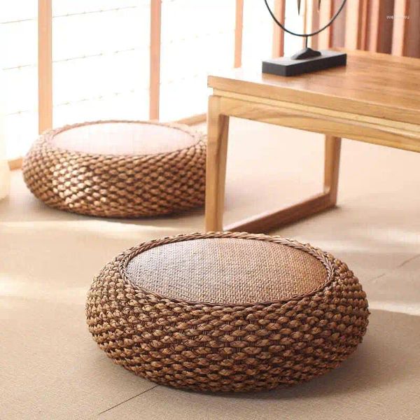 Almohada rattan futón salón de estar tatami muelle de paja de paja adoración a la meditación de estilo japonés Buda