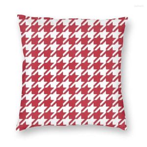 Kussen rood en wit Houndstooth Cover 3D Print Fashion Plaid Floor Case For Sofa Custom Pillowcase Home Decoratief