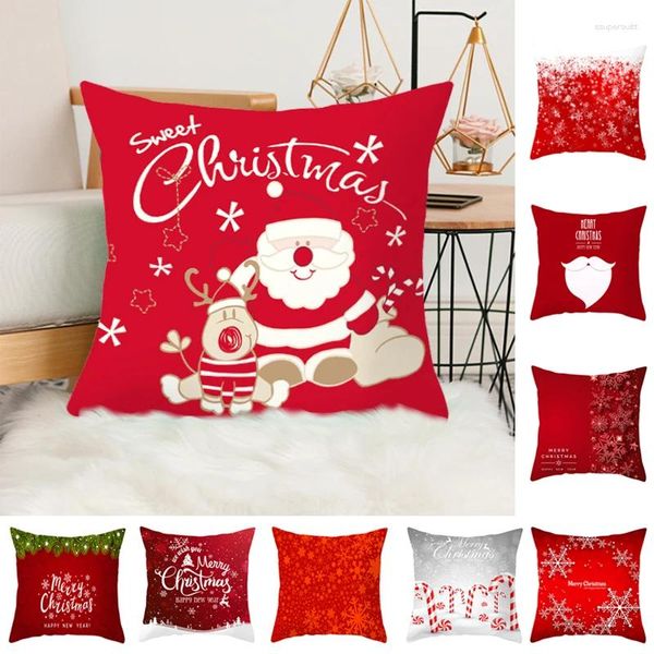 Oreiller Red Christmas Cover Merry Decorations For Home Ornament Table Decor Année de cadeau de cadeau de cadeau