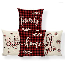 Pillow Red Christmas Covers Farmhouse Decoration Merry Hello Helly Jolly Holiday Decor Throw Case pour la maison