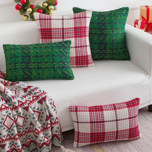 Oreiller rouge vert Noël à plaid couvercle