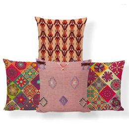 Oreiller rouge Style ethnique marocain Polyester coton mélangé taie d'oreiller canapé housse de siège de voiture décoration de la maison peut être personnalisé