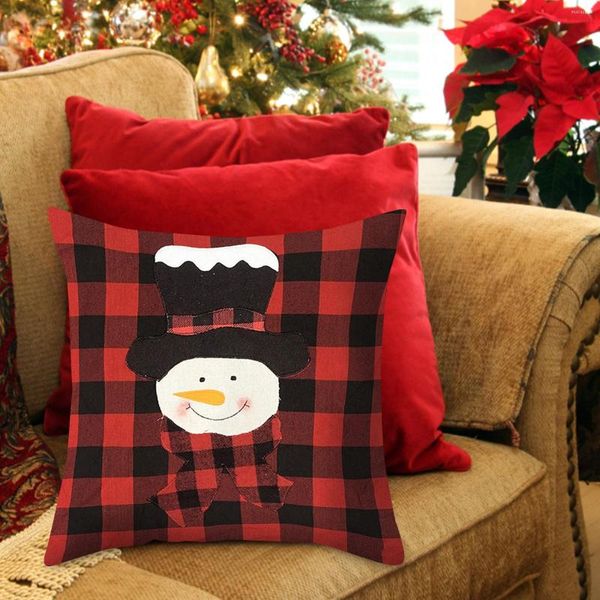 Oreiller rouge plaid santa imprimer de Noël couvercle d'oreiller d'hiver décoration intérieure 18 x pouces de fête de fête du salon canapé