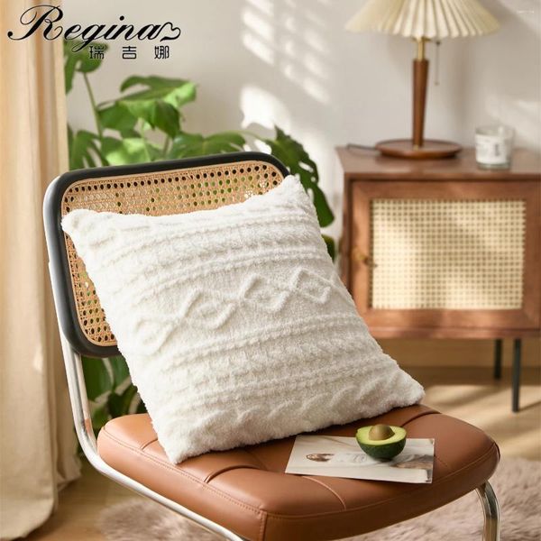 Almohada regina raya geométrica cubierta acogedora 45 45 cm Microfibra de microfibra de invierno