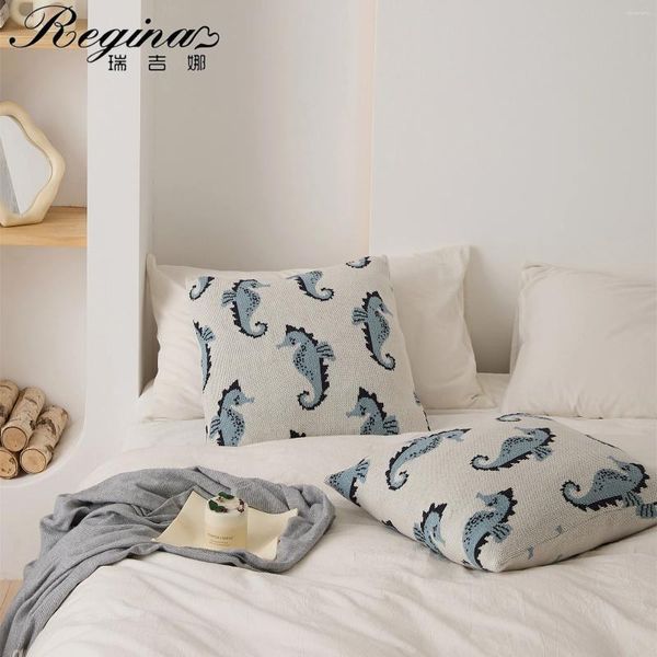 Oreiller Regina Kawaii Sea Horse Pattern schéma luxury tricot texture canapé décoratif couvercle doux coton confortable