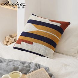 Pillow Regina Tribe ethnique Conception de conception Super Soft Home Decorative Colorful Stripe Plaid Cover Boho Cotton