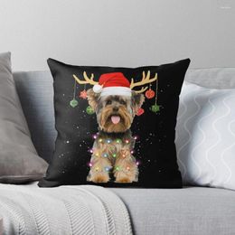 Pillow Rendeer Yorkshire Terrier Dog Santa Christmas Light Ord Osmas Throw PO COVER LUXURIE