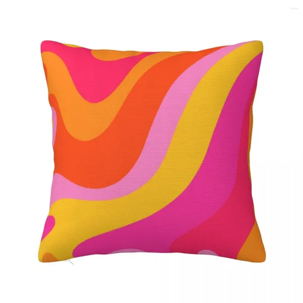 Almohada retro 70s rosa y naranja remolinos tiro anime mármol cubierta sofá elástico para