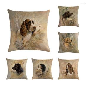 Almohada estilo retro lindo perro cubierta hogar decorativo sofá tiro caso algodón lino 45x45 cm funda de almohada cuadrada