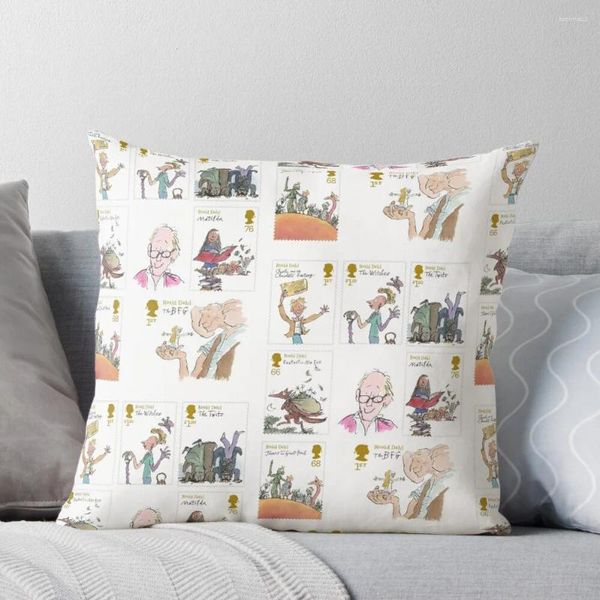 Almohada Roald Dahl Colección de sellos Art Throw Fundas personalizadas