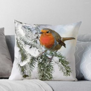 Pillow Robin en neige couvre des couvertures décoratives pour le canapé