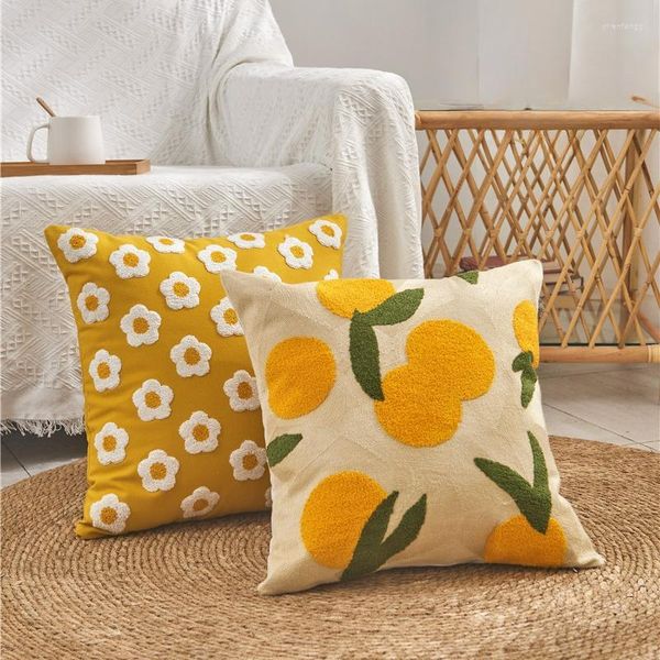 Habitación de almohada para flores Cubiertas de sol Cama Decorativa Square Throw Living Case Funda de almohada Sofá Jacquard Dormitorio Sofá