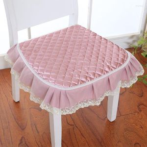 Almohada Rosa Jacquard Silla de comedor Cojines de asiento de estilo de corte europea Decoración para el hogar Estera de taburete delgada con encaje