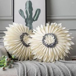 Oreiller rond chrysanthème 45cm couvre étui en velours maison décorative canapé-lit salon coussin de siège oreillers Cojine Almofada